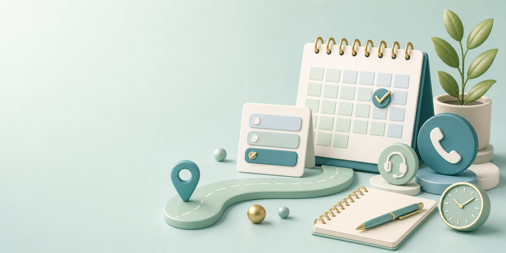 Discovery call scheduling illustration with a calm professional consultation theme
